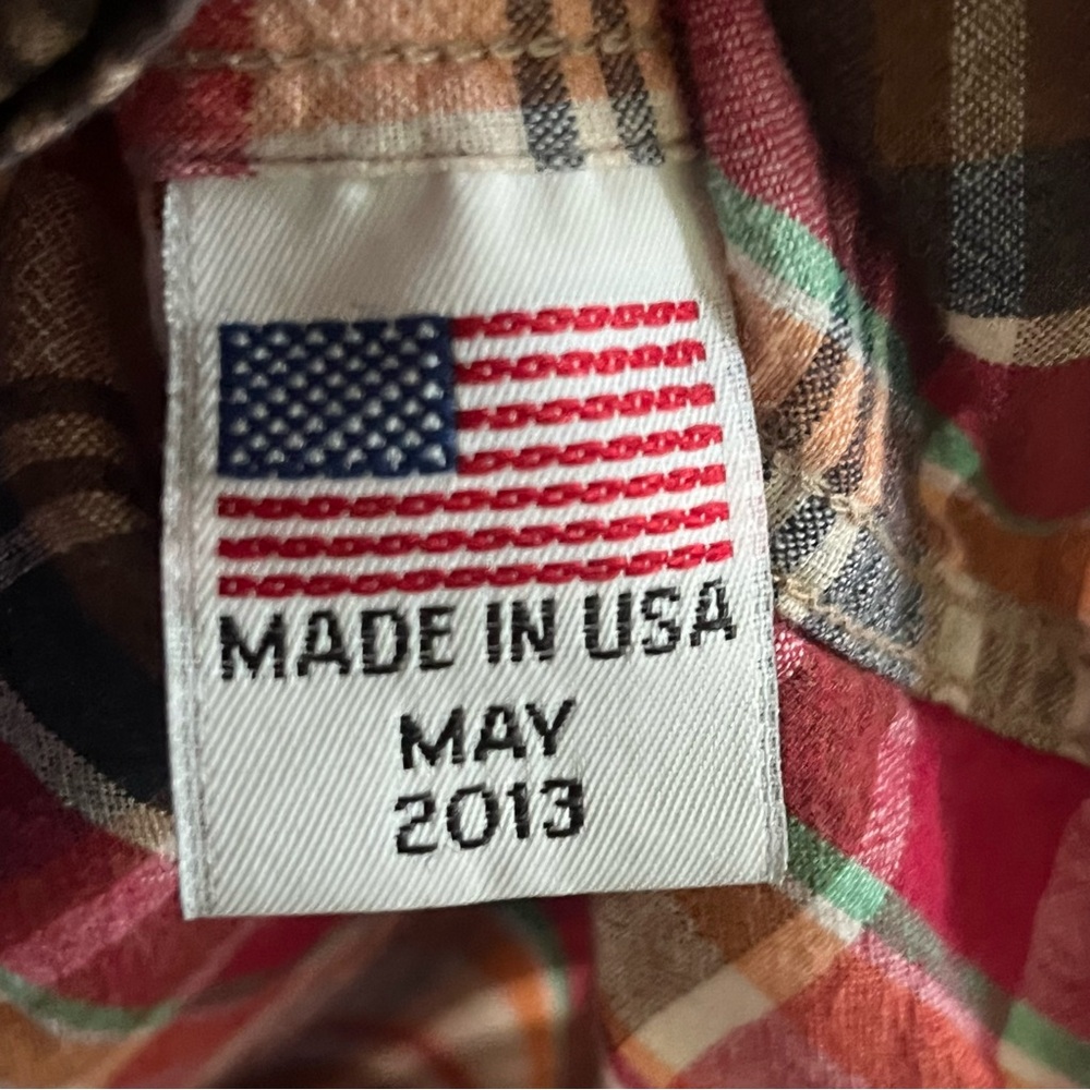 Kiel James Patrick Shirt Mens M Indian Madras Red Plaid Button Down Long Sleeve‎ - Picture 3 of 10